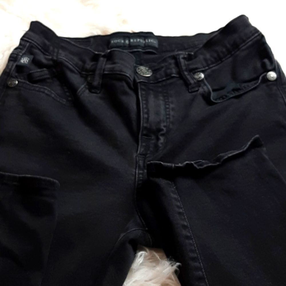 Rockin Republic   Womans Embroidery  Black‎ Skinny  Jean's 8